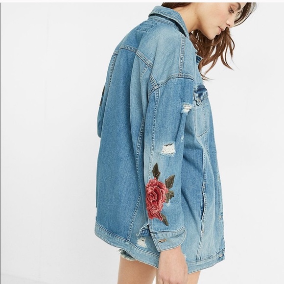 NWOT Express Distressed Denim Jacket - Picture 2 of 5